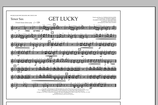 Tom Wallace Get Lucky - Tenor Sax sheet music notes and chords arranged for Marching Band