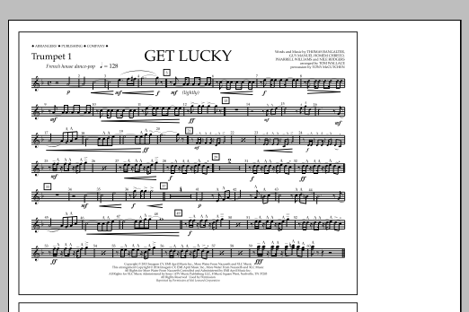 Tom Wallace Get Lucky - Trumpet 1 sheet music notes and chords arranged for Marching Band