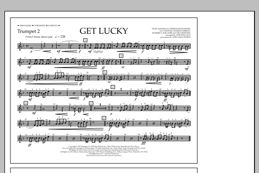 Tom Wallace Get Lucky - Trumpet 2 sheet music notes and chords arranged for Marching Band