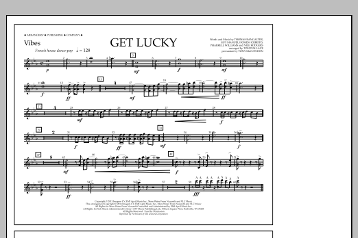 Tom Wallace Get Lucky - Vibes sheet music notes and chords arranged for Marching Band