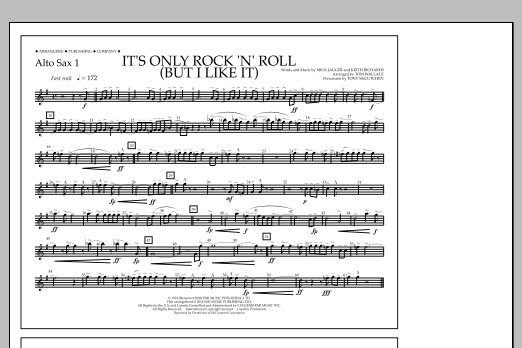 Tom Wallace It's Only Rock 'n' Roll (But I Like It) - Alto Sax 1 sheet music notes and chords arranged for Marching Band