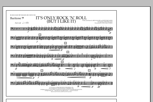 Tom Wallace It's Only Rock 'n' Roll (But I Like It) - Baritone B.C. sheet music notes and chords arranged for Marching Band