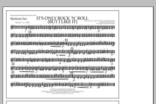 Tom Wallace It's Only Rock 'n' Roll (But I Like It) - Baritone Sax sheet music notes and chords arranged for Marching Band