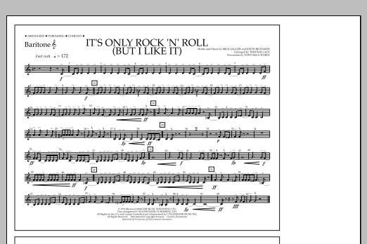 Tom Wallace It's Only Rock 'n' Roll (But I Like It) - Baritone T.C. sheet music notes and chords arranged for Marching Band