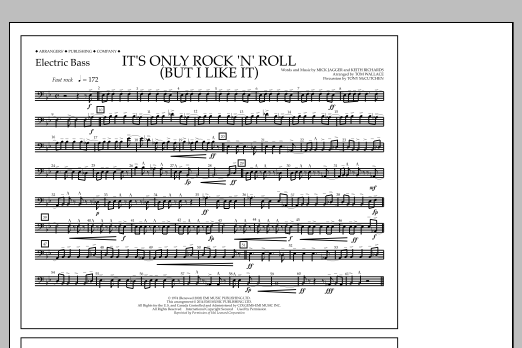 Tom Wallace It's Only Rock 'n' Roll (But I Like It) - Electric Bass sheet music notes and chords arranged for Marching Band