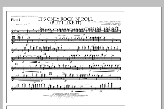 Tom Wallace It's Only Rock 'n' Roll (But I Like It) - Flute 1 sheet music notes and chords arranged for Marching Band