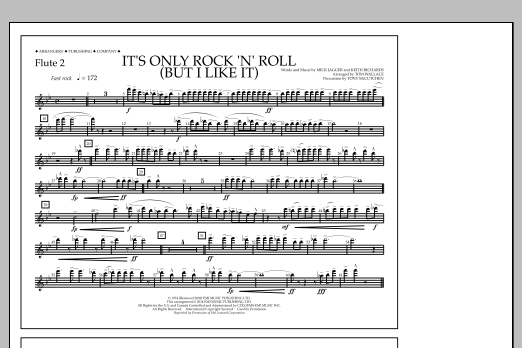 Tom Wallace It's Only Rock 'n' Roll (But I Like It) - Flute 2 sheet music notes and chords arranged for Marching Band