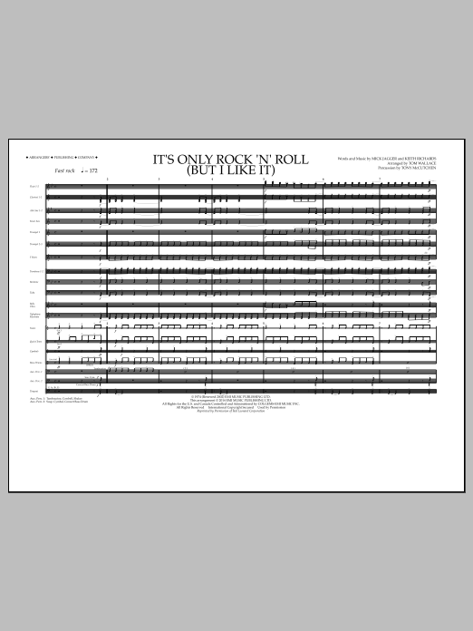 Tom Wallace It's Only Rock 'n' Roll (But I Like It) - Full Score sheet music notes and chords arranged for Marching Band