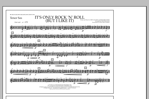 Tom Wallace It's Only Rock 'n' Roll (But I Like It) - Tenor Sax sheet music notes and chords arranged for Marching Band