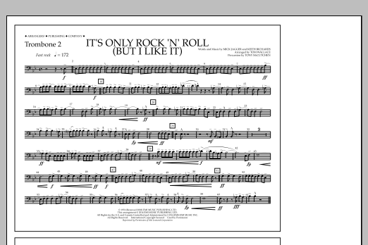 Tom Wallace It's Only Rock 'n' Roll (But I Like It) - Trombone 2 sheet music notes and chords arranged for Marching Band