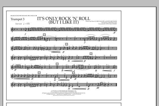 Tom Wallace It's Only Rock 'n' Roll (But I Like It) - Trumpet 3 sheet music notes and chords arranged for Marching Band