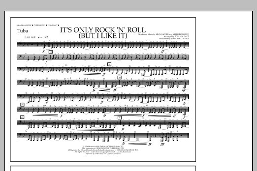 Tom Wallace It's Only Rock 'n' Roll (But I Like It) - Tuba sheet music notes and chords arranged for Marching Band