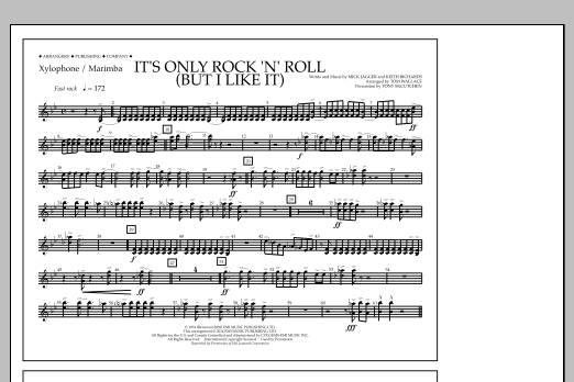 Tom Wallace It's Only Rock 'n' Roll (But I Like It) - Xylophone/Marimba sheet music notes and chords arranged for Marching Band