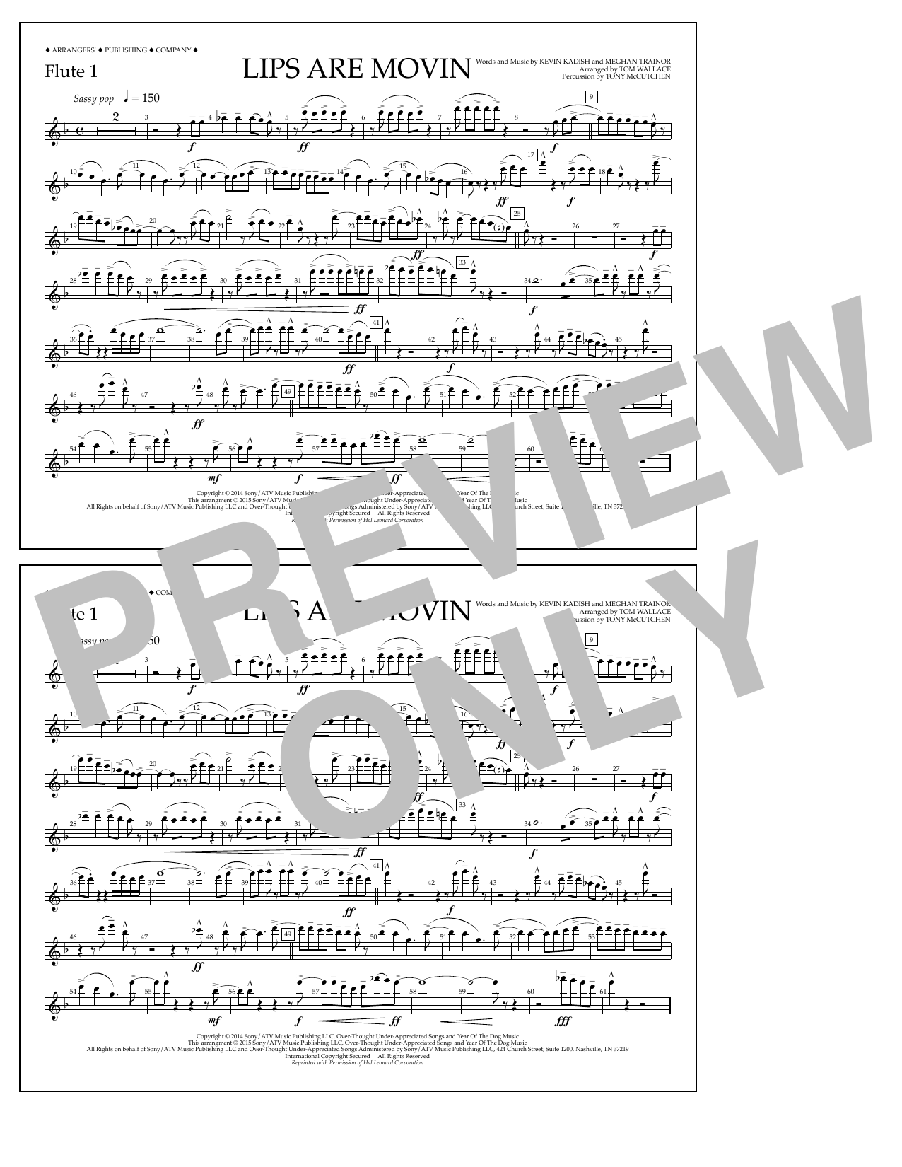Tom Wallace Lips Are Movin - Flute 1 sheet music notes and chords arranged for Marching Band