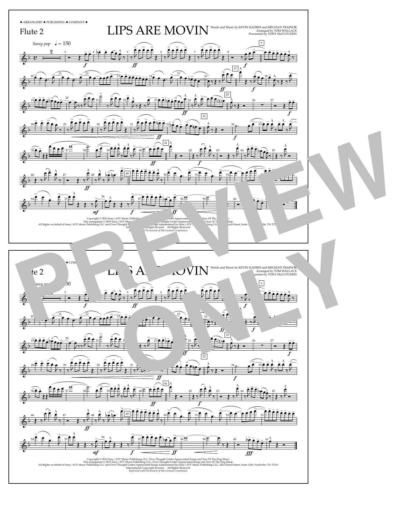 Tom Wallace Lips Are Movin - Flute 2 sheet music notes and chords arranged for Marching Band