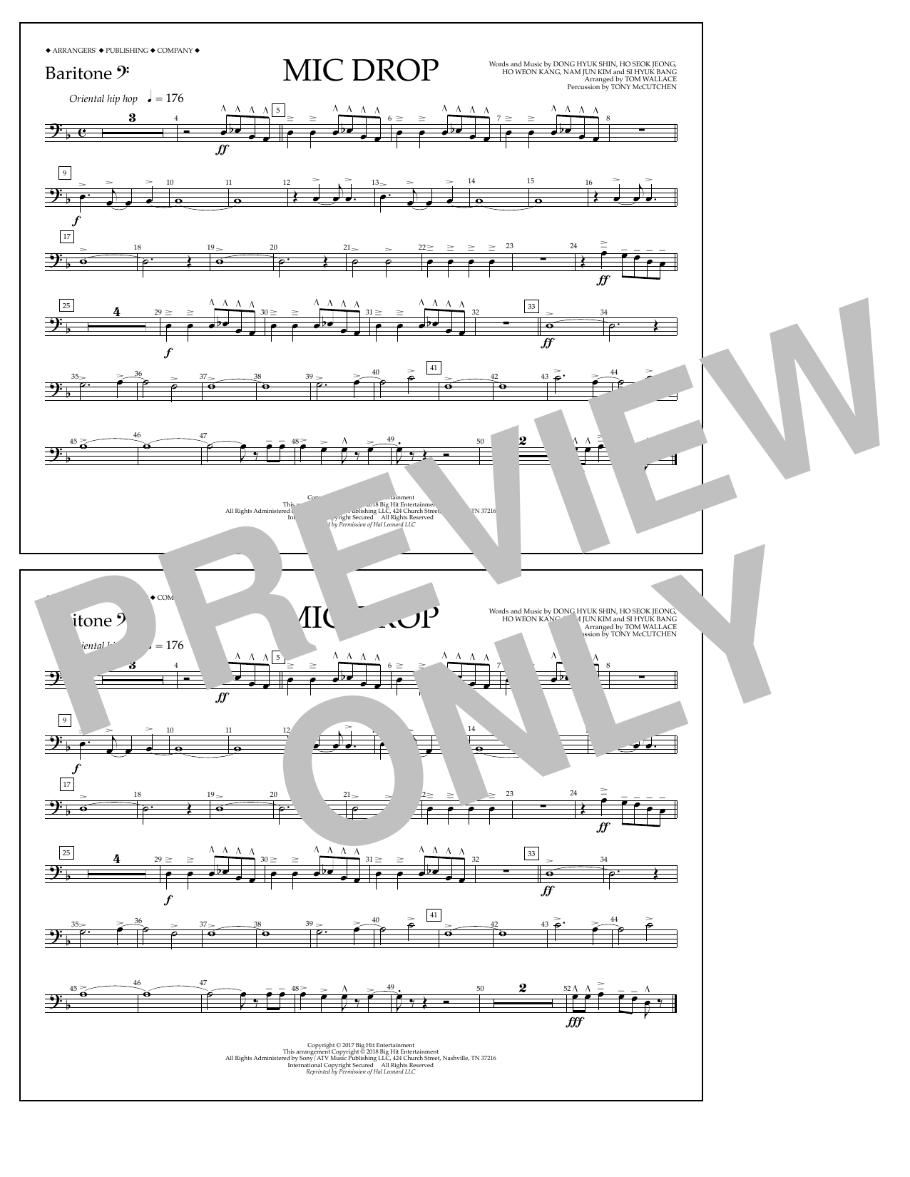 Tom Wallace Mic Drop - Baritone B.C. sheet music notes and chords arranged for Marching Band