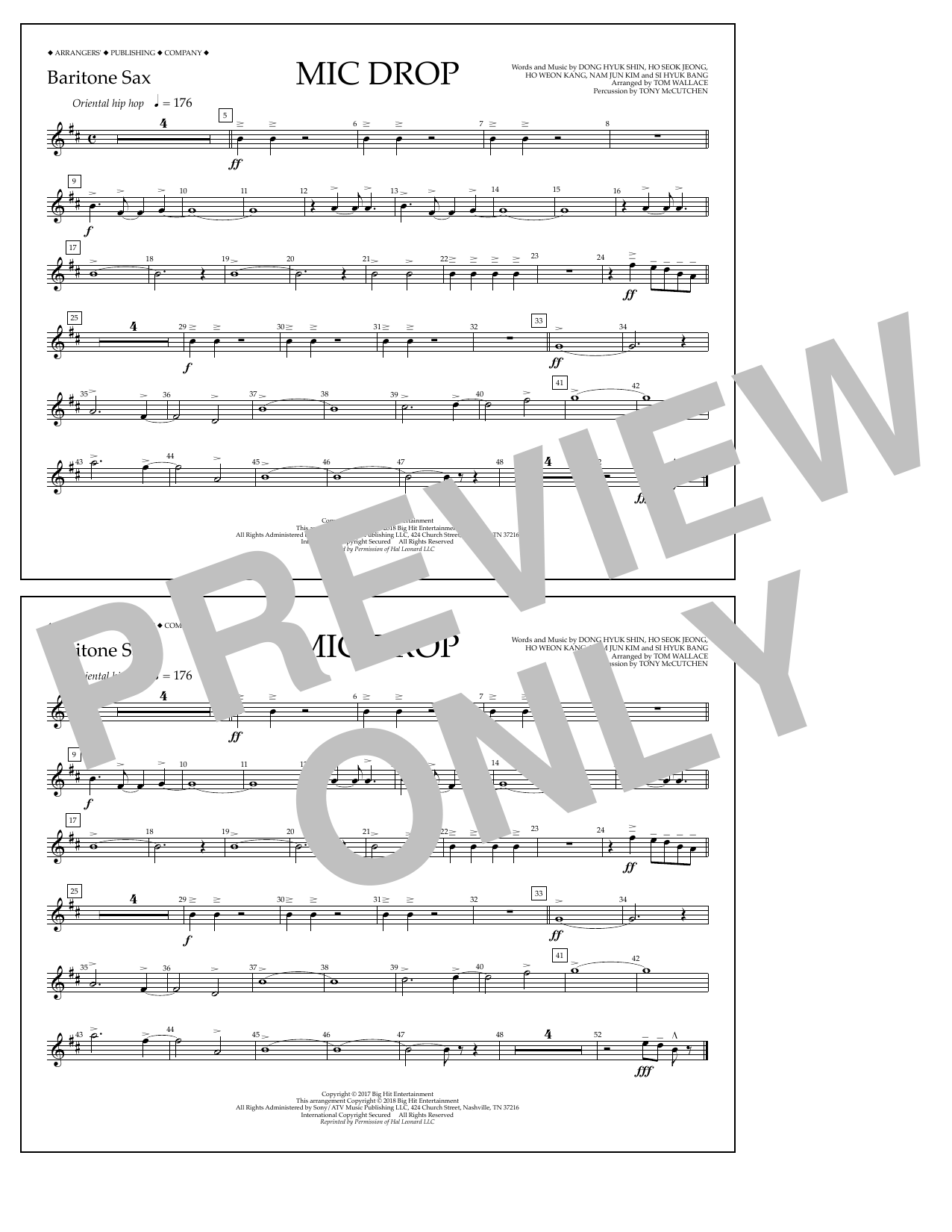 Tom Wallace Mic Drop - Baritone Sax sheet music notes and chords arranged for Marching Band