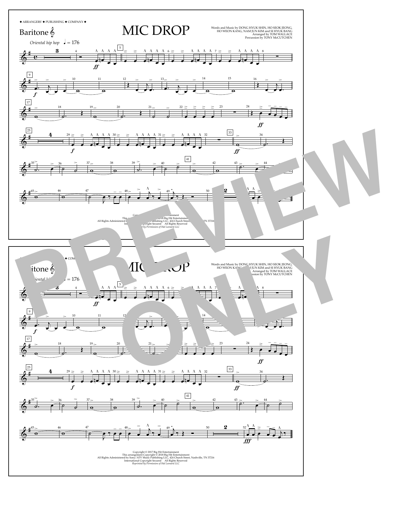 Tom Wallace Mic Drop - Baritone T.C. sheet music notes and chords arranged for Marching Band