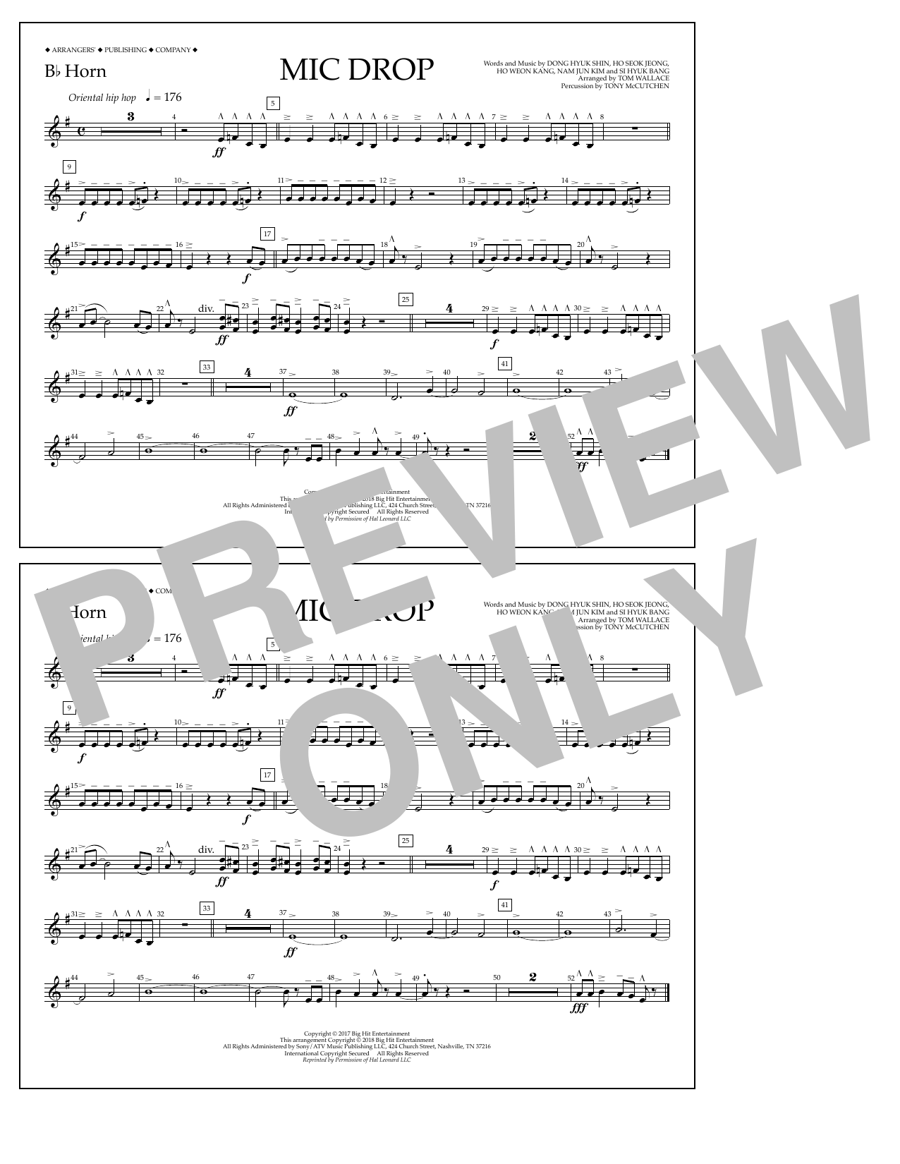 Tom Wallace Mic Drop - Bb Horn sheet music notes and chords arranged for Marching Band