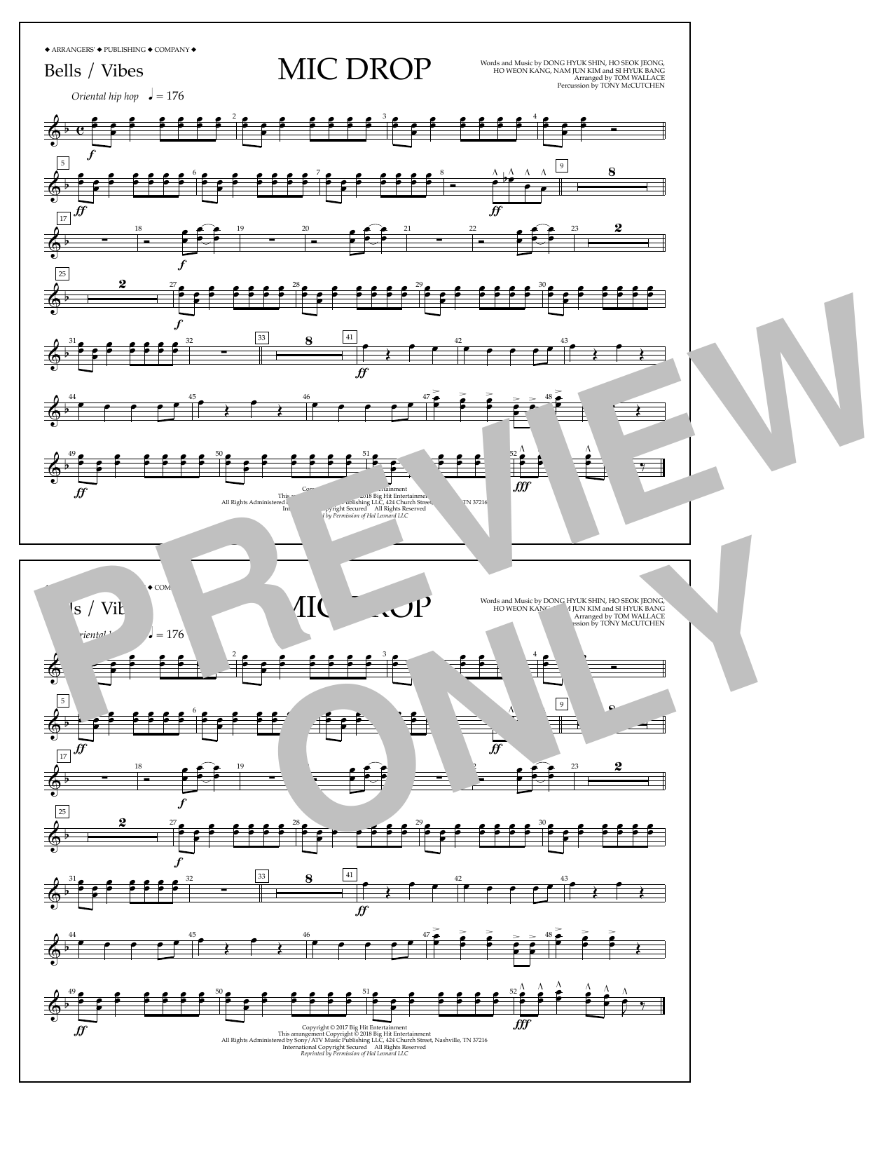 Tom Wallace Mic Drop - Bells/Vibes sheet music notes and chords arranged for Marching Band