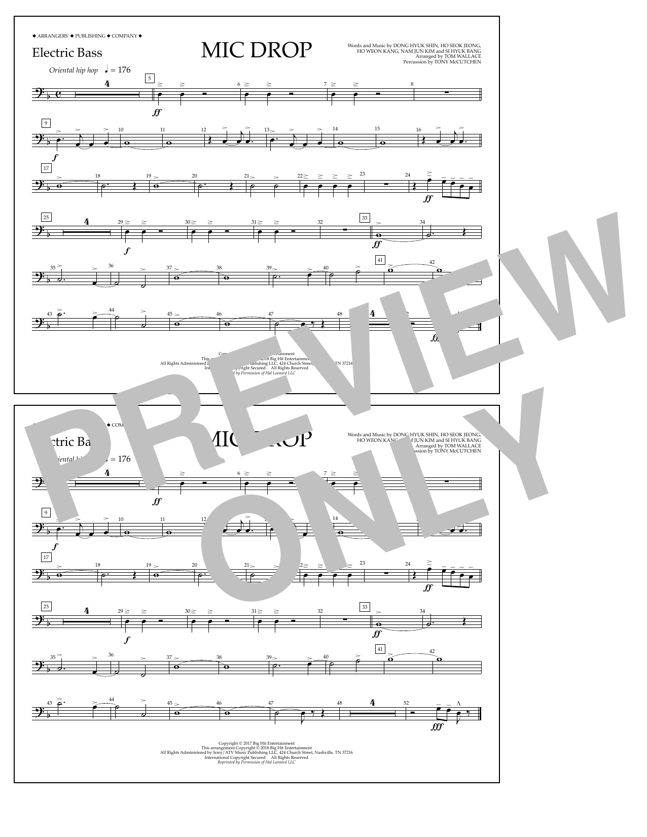 Tom Wallace Mic Drop - Electric Bass sheet music notes and chords arranged for Marching Band