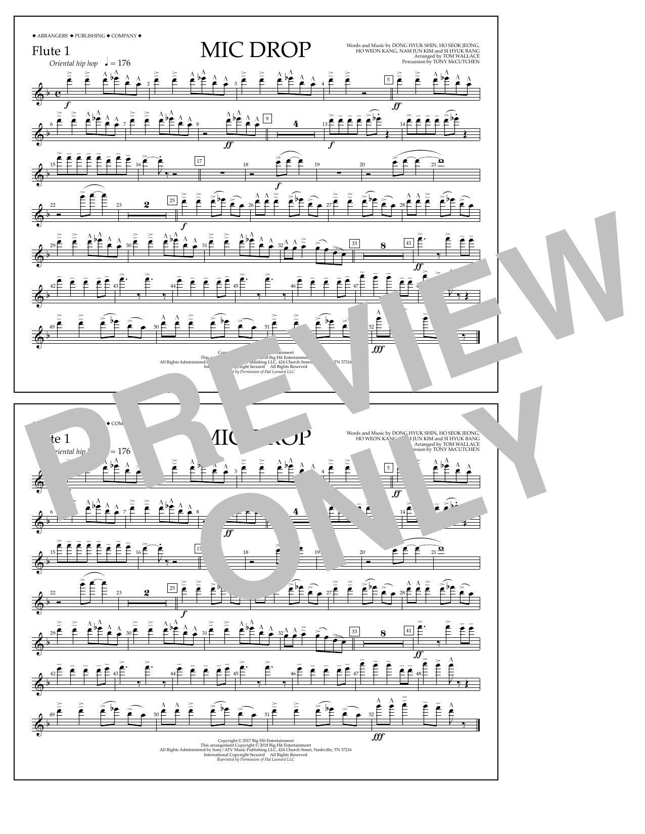 Tom Wallace Mic Drop - Flute 1 sheet music notes and chords arranged for Marching Band