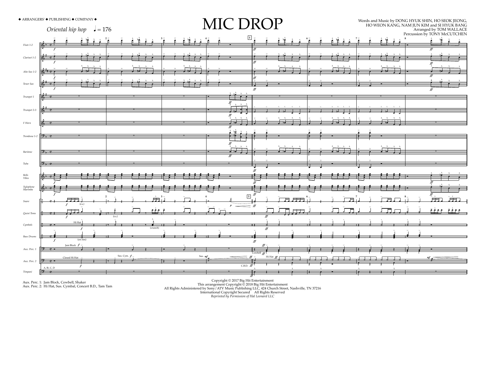 Tom Wallace Mic Drop - Full Score sheet music notes and chords arranged for Marching Band