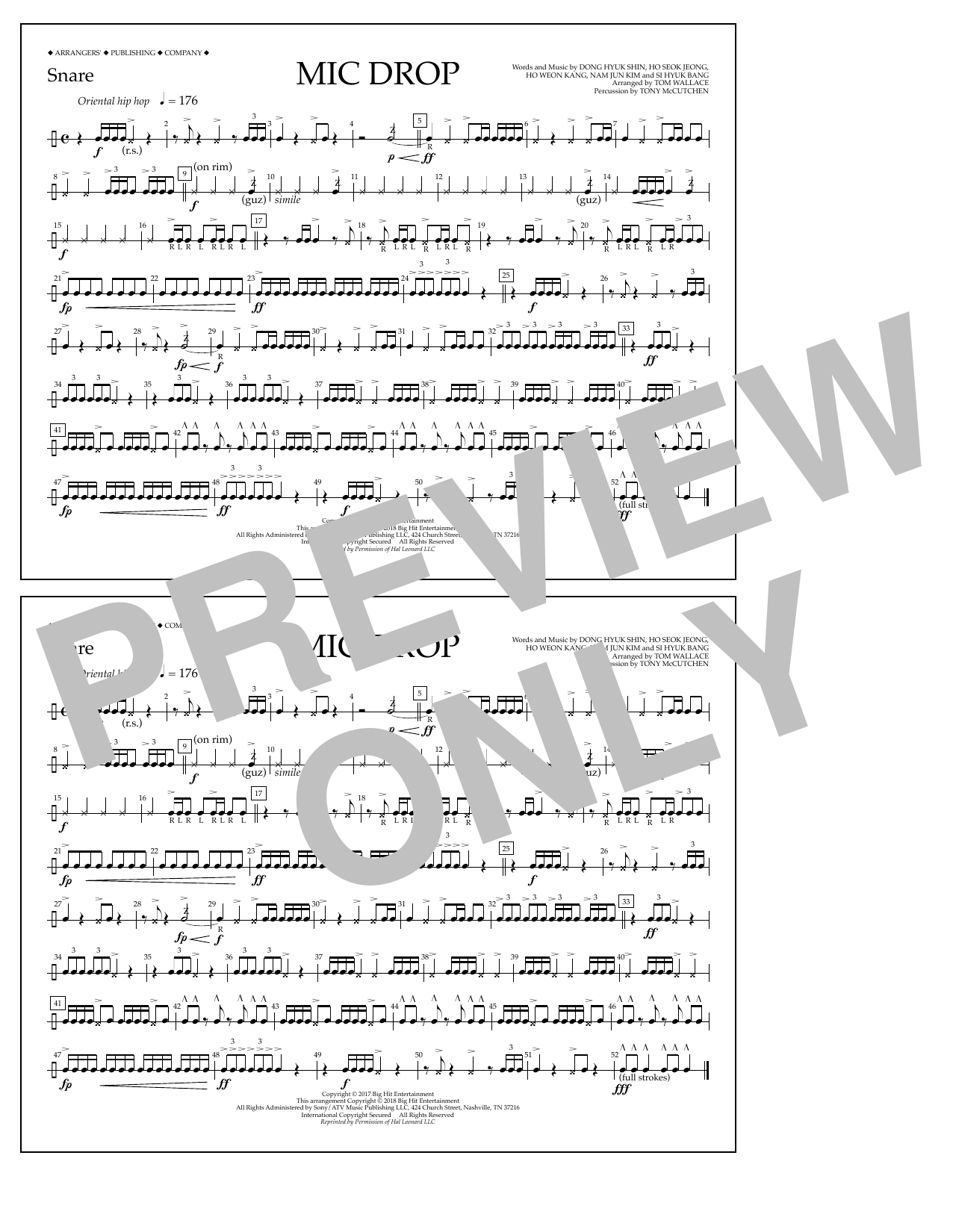 Tom Wallace Mic Drop - Snare sheet music notes and chords arranged for Marching Band
