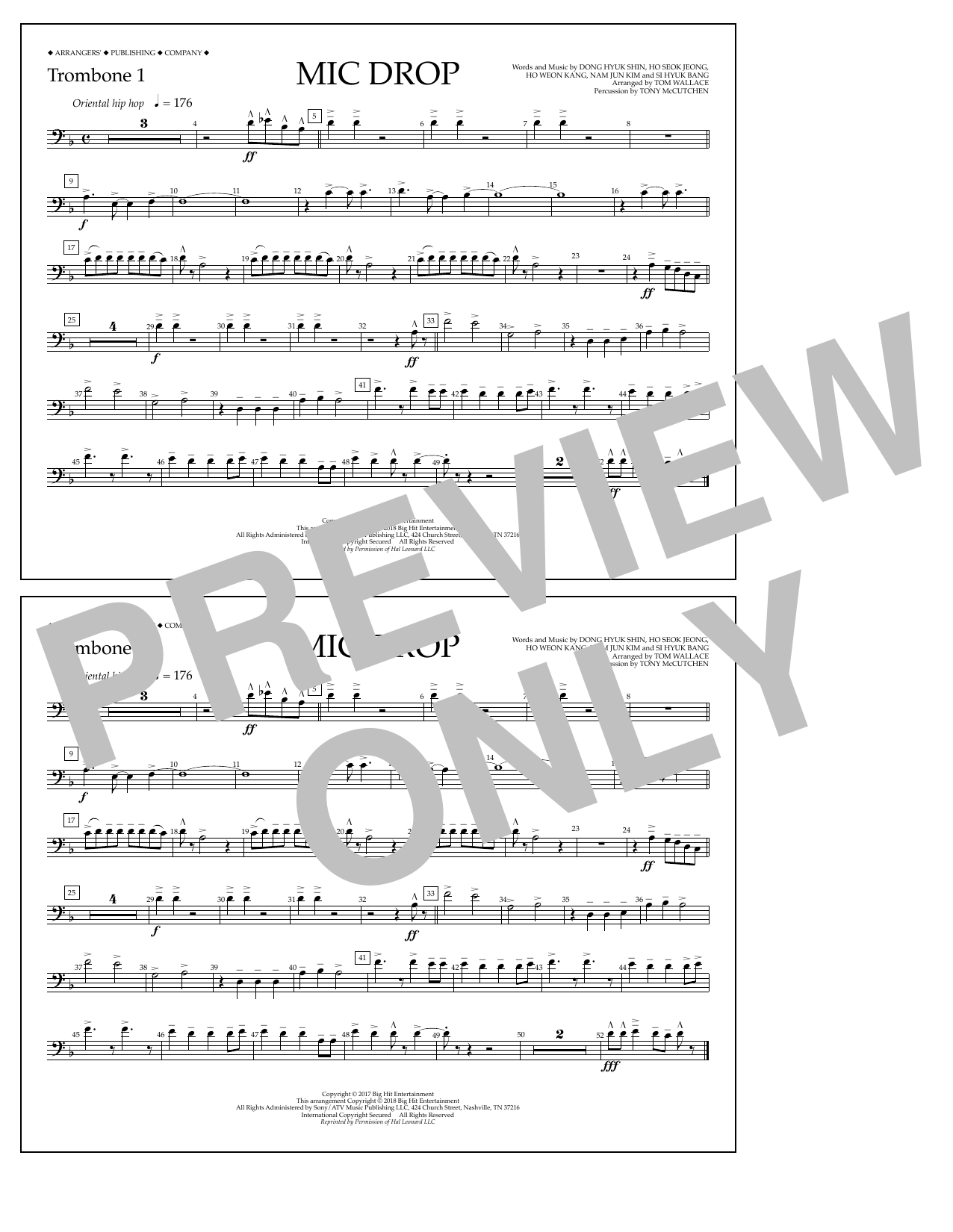 Tom Wallace Mic Drop - Trombone 1 sheet music notes and chords arranged for Marching Band
