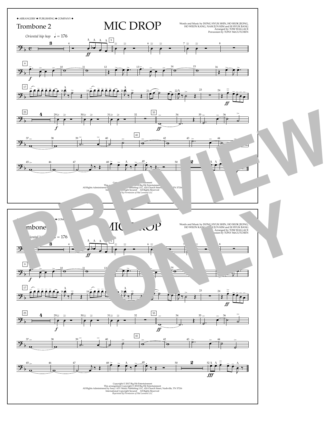 Tom Wallace Mic Drop - Trombone 2 sheet music notes and chords arranged for Marching Band