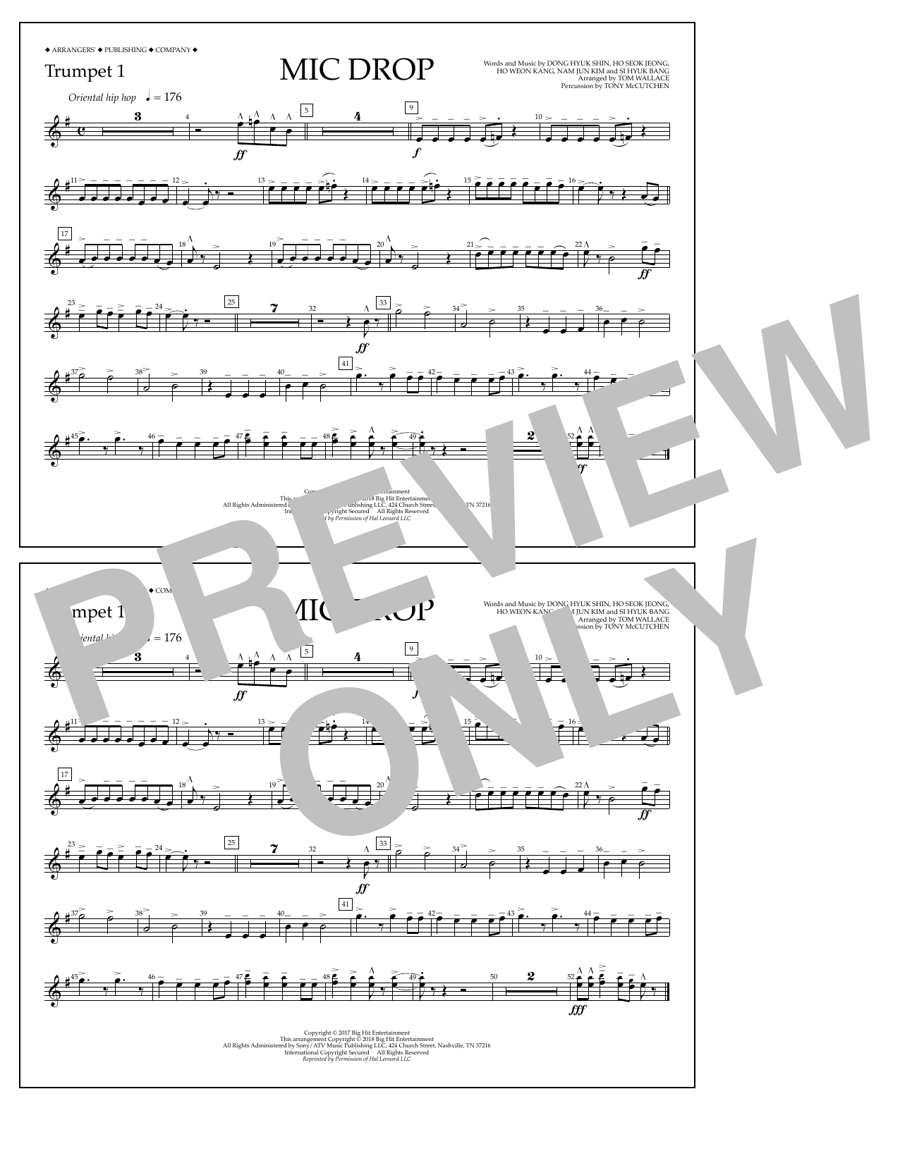 Tom Wallace Mic Drop - Trumpet 1 sheet music notes and chords arranged for Marching Band