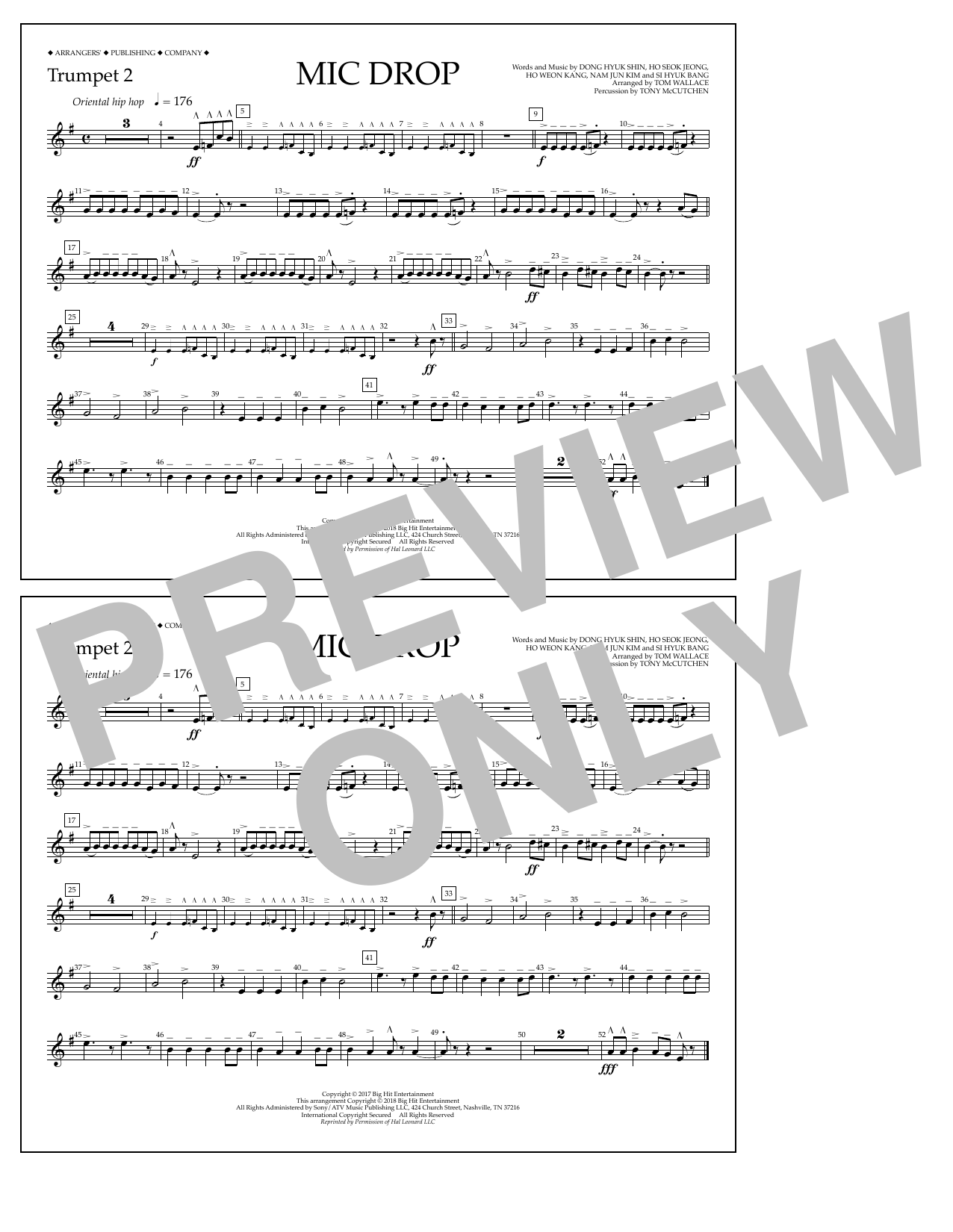 Tom Wallace Mic Drop - Trumpet 2 sheet music notes and chords arranged for Marching Band