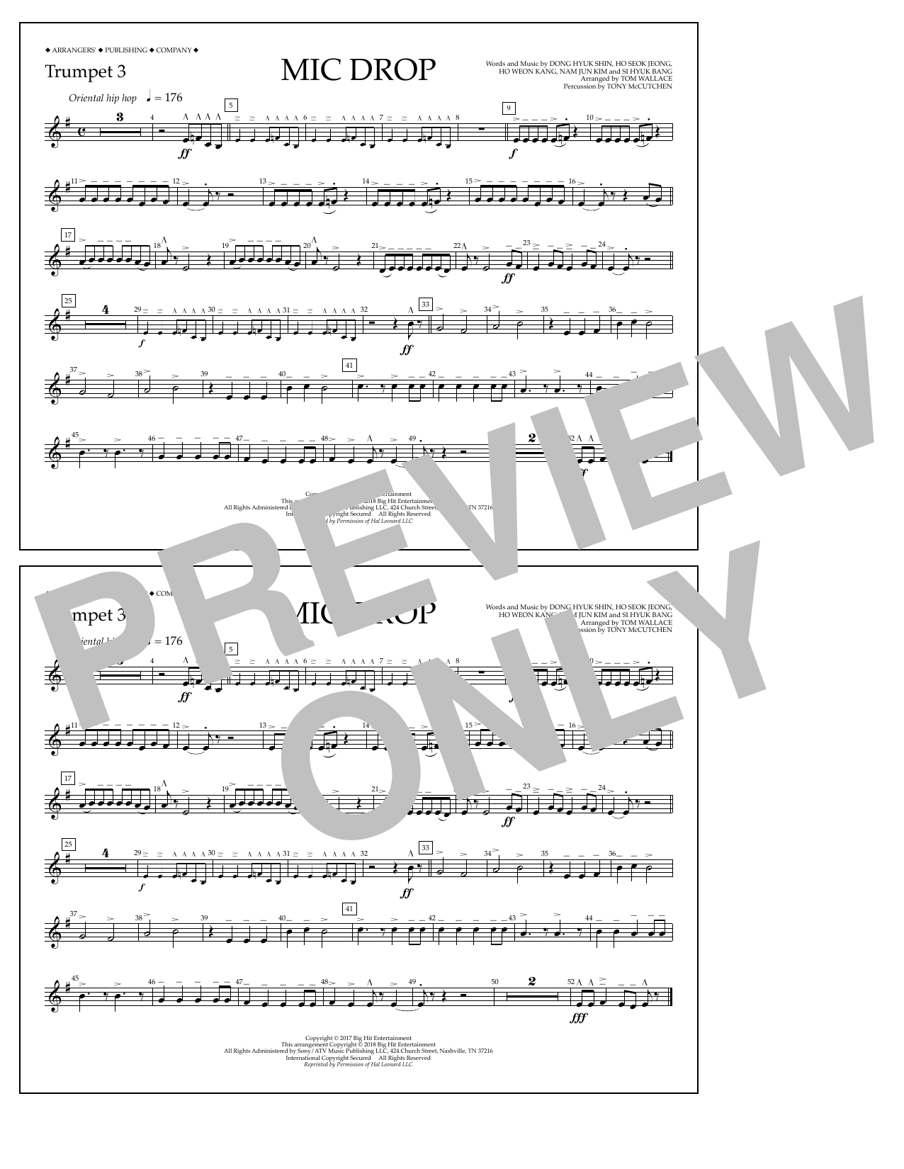 Tom Wallace Mic Drop - Trumpet 3 sheet music notes and chords arranged for Marching Band