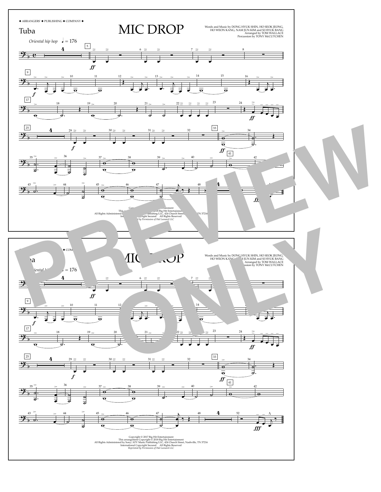 Tom Wallace Mic Drop - Tuba sheet music notes and chords arranged for Marching Band