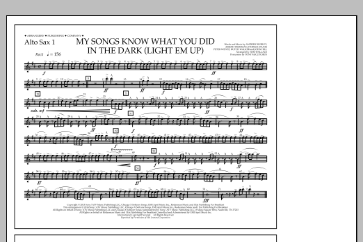 Tom Wallace My Songs Know What You Did in the Dark (Light 'Em Up) - Alto Sax 1 sheet music notes and chords arranged for Marching Band