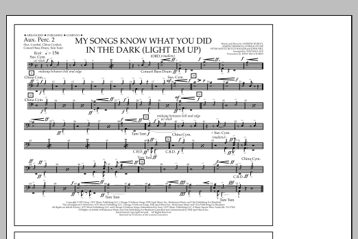 Tom Wallace My Songs Know What You Did in the Dark (Light 'Em Up) - Aux. Perc. 2 sheet music notes and chords arranged for Marching Band