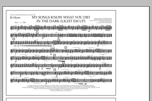 Tom Wallace My Songs Know What You Did in the Dark (Light 'Em Up) - Bb Horn sheet music notes and chords arranged for Marching Band