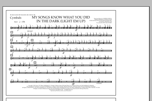 Tom Wallace My Songs Know What You Did in the Dark (Light 'Em Up) - Cymbals sheet music notes and chords arranged for Marching Band