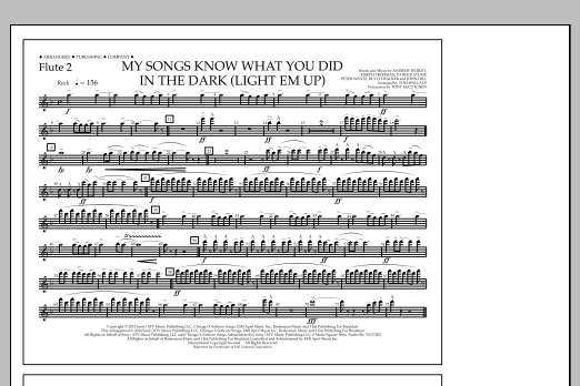 Tom Wallace My Songs Know What You Did in the Dark (Light 'Em Up) - Flute 2 sheet music notes and chords arranged for Marching Band