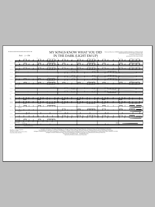 Tom Wallace My Songs Know What You Did in the Dark (Light 'Em Up) - Full Score sheet music notes and chords arranged for Marching Band