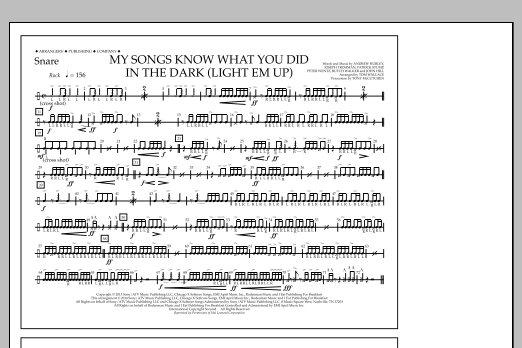 Tom Wallace My Songs Know What You Did in the Dark (Light 'Em Up) - Snare sheet music notes and chords arranged for Marching Band