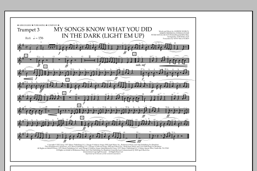 Tom Wallace My Songs Know What You Did in the Dark (Light 'Em Up) - Trumpet 3 sheet music notes and chords arranged for Marching Band
