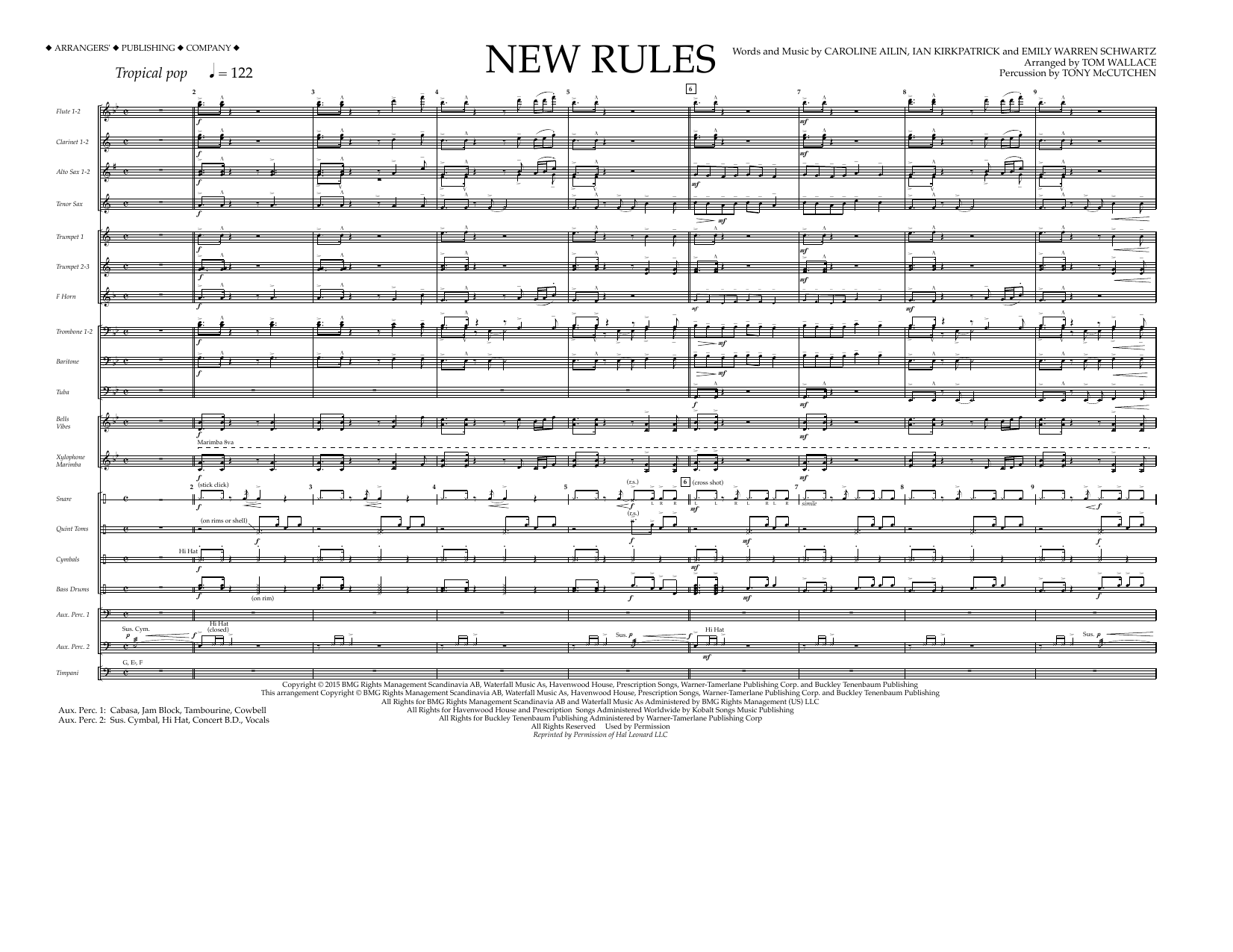 Tom Wallace New Rules - Full Score sheet music notes and chords arranged for Marching Band