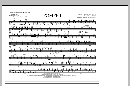 Tom Wallace Pompeii - Clarinet 1 sheet music notes and chords arranged for Marching Band