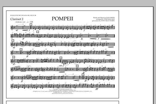 Tom Wallace Pompeii - Clarinet 2 sheet music notes and chords arranged for Marching Band