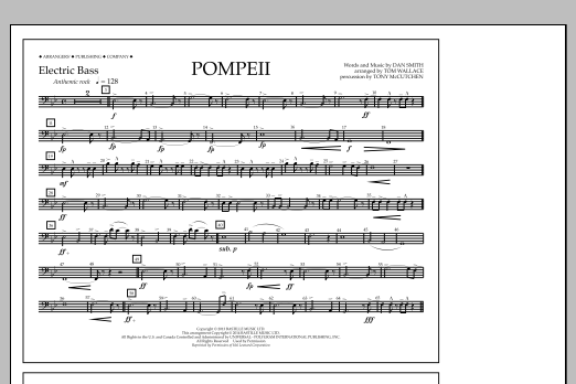 Tom Wallace Pompeii - Electric Bass sheet music notes and chords arranged for Marching Band
