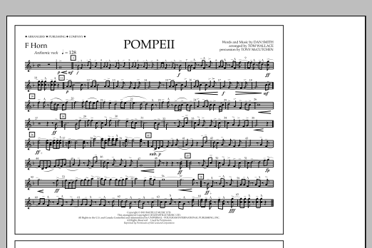 Tom Wallace Pompeii - F Horn sheet music notes and chords arranged for Marching Band