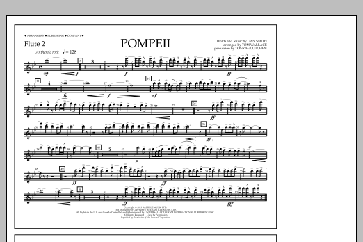 Tom Wallace Pompeii - Flute 2 sheet music notes and chords arranged for Marching Band