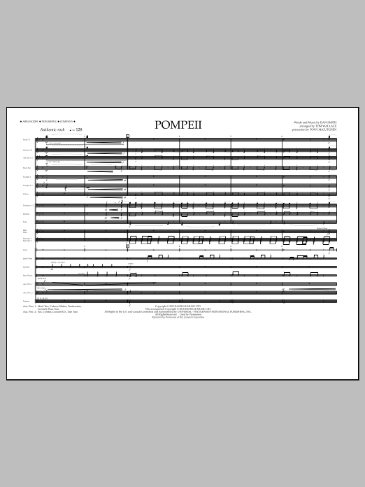 Tom Wallace Pompeii - Full Score sheet music notes and chords arranged for Marching Band
