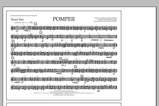 Tom Wallace Pompeii - Tenor Sax sheet music notes and chords arranged for Marching Band
